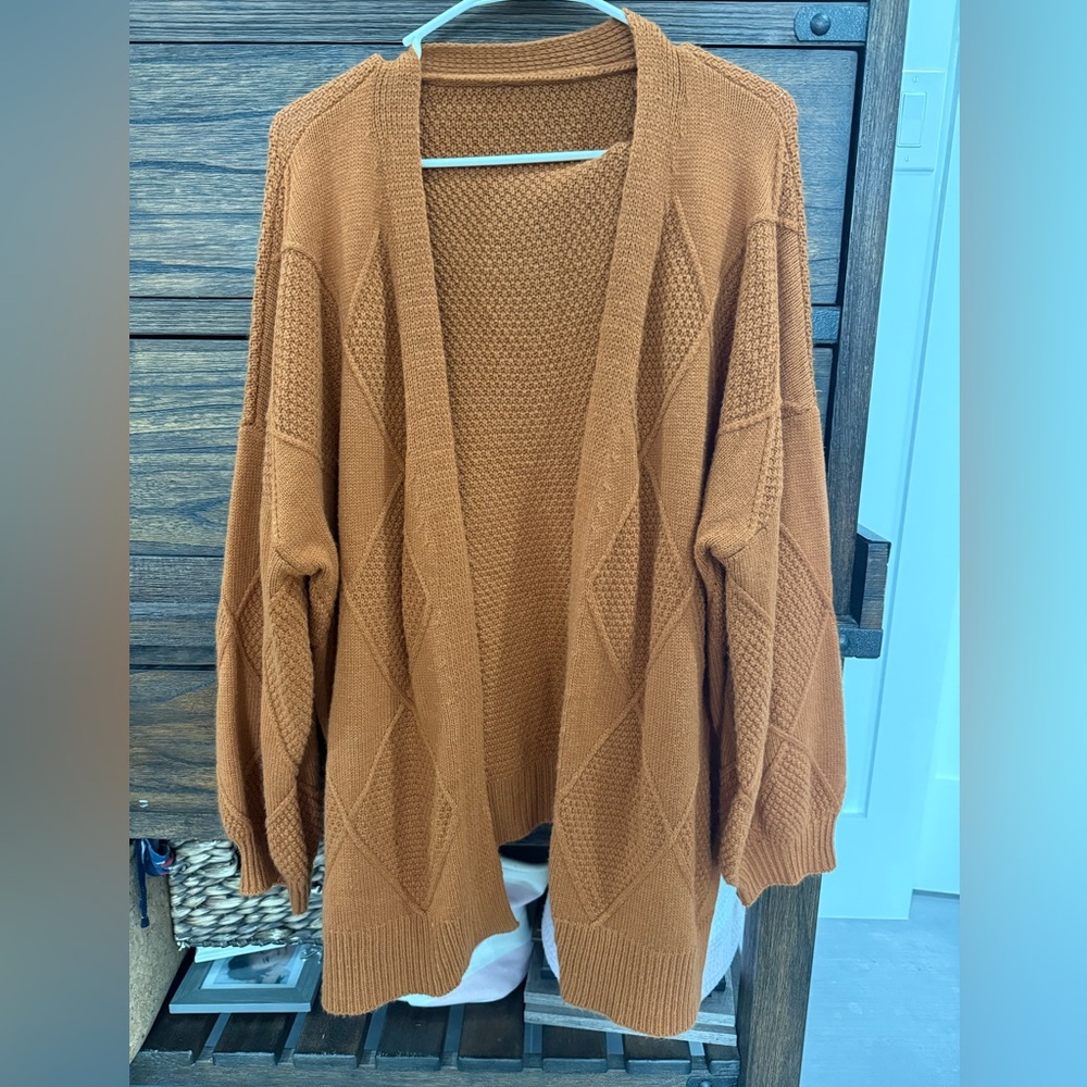 Elegant Tan Open-Front Cardigan